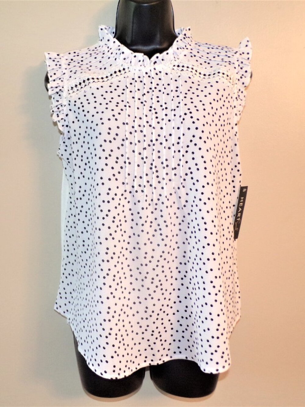 Heart Soul NWT White w/Black Dots Sleeveless Top